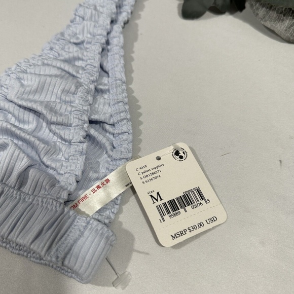 NWT Free People‎ [ Medium ] Wait & See Stripe Ribbed Bralette Palest Blue - Picture 9 of 14